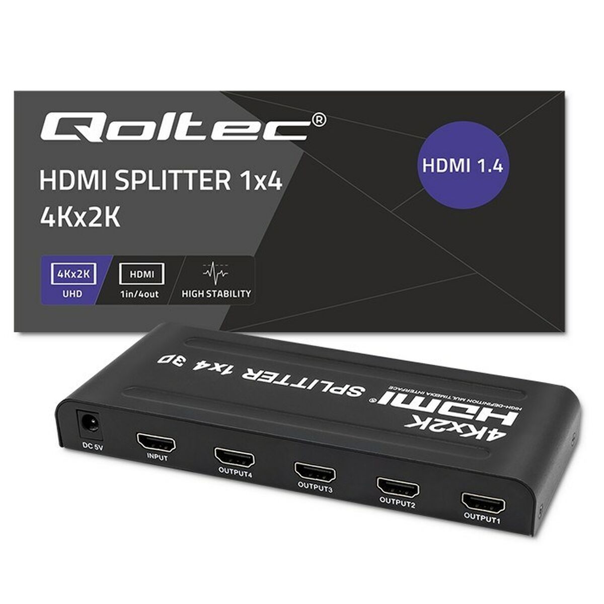 HDMI svitsj Qoltec 51798 Svart